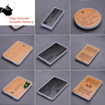 Chinese Natural Bamboo Tray Water Storage Tea Tray Traditional Tea Table Decorative Accessories Household Teaware Tea Board