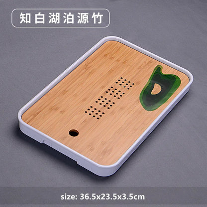 Chinese Natural Bamboo Tray Water Storage Tea Tray Traditional Tea Table Decorative Accessories Household Teaware Tea Board