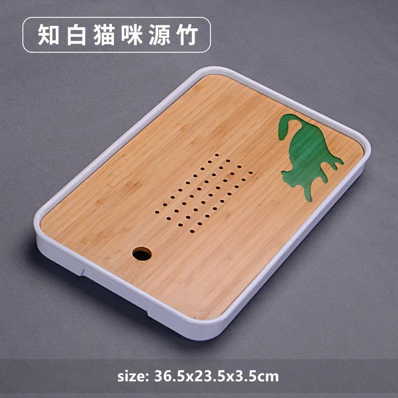Chinese Natural Bamboo Tray Water Storage Tea Tray Traditional Tea Table Decorative Accessories Household Teaware Tea Board