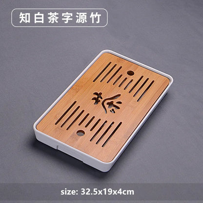 Chinese Natural Bamboo Tray Water Storage Tea Tray Traditional Tea Table Decorative Accessories Household Teaware Tea Board