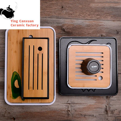 Chinese Natural Bamboo Tray Water Storage Tea Tray Traditional Tea Table Decorative Accessories Household Teaware Tea Board