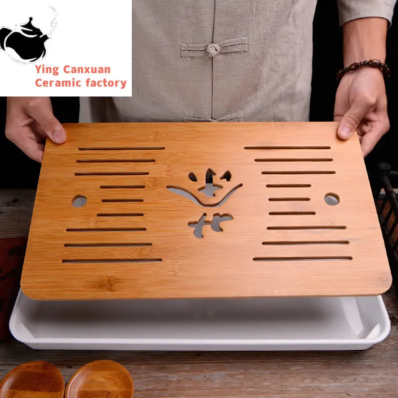 Chinese Natural Bamboo Tray Water Storage Tea Tray Traditional Tea Table Decorative Accessories Household Teaware Tea Board