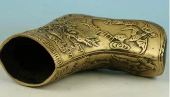 Chinese Old Brass Collectable Handwork Carved Emperor Dragon Shoes Statue
