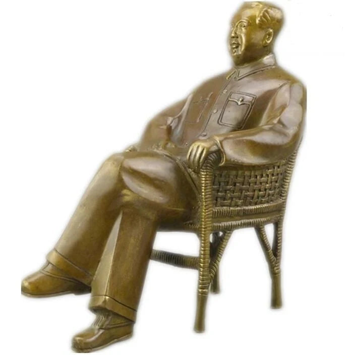 Chinese Old Bronze Handmade Carved Mao zedong Collect Statue Figure