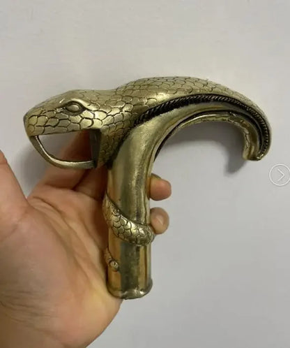 Chinese Old Bronze Handmade Carved belle Collect Walking Stick Head Statue