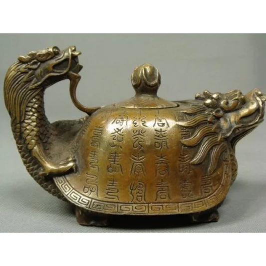 Chinese Old Copper Handmade Dragon Teapot