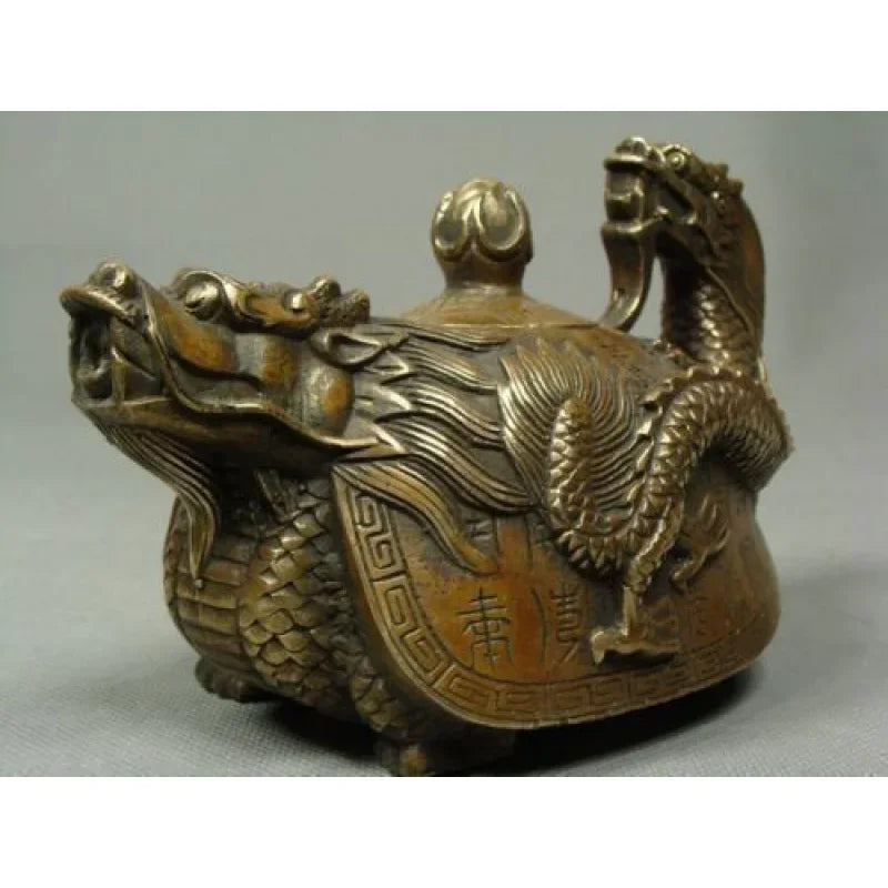 Chinese Old Copper Handmade Dragon Teapot