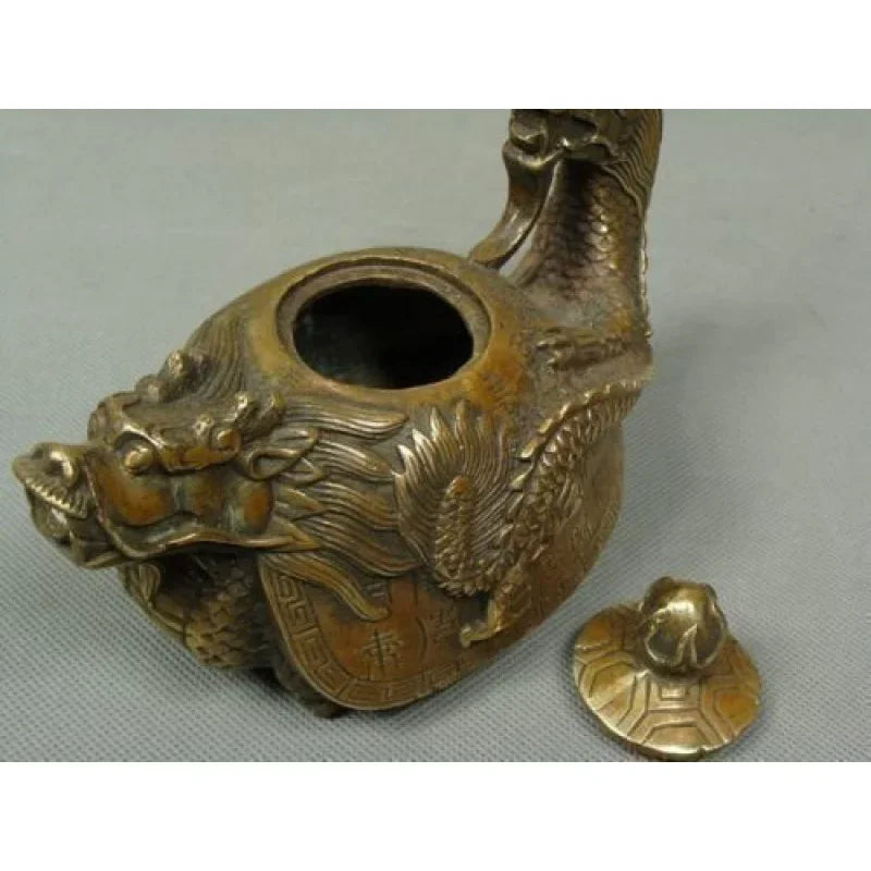 Chinese Old Copper Handmade Dragon Teapot