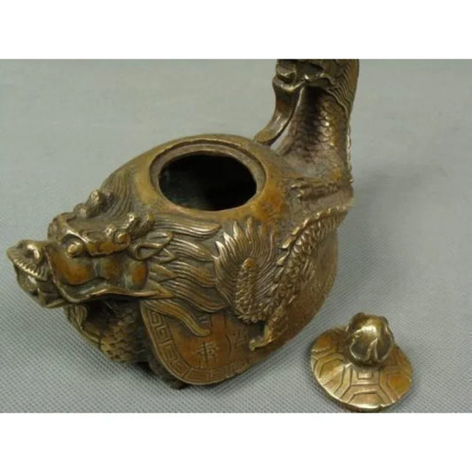 Chinese Old Copper Handmade Dragon Teapot