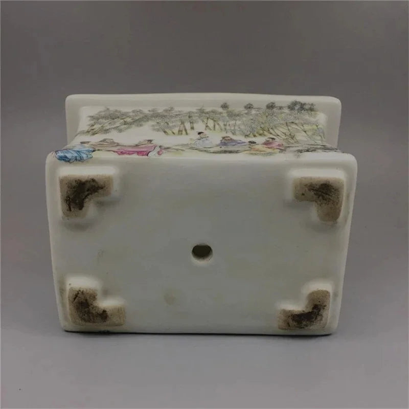 Chinese Old PorcelainPink Bamboo Tree Flower Pot With Qixian Pattern