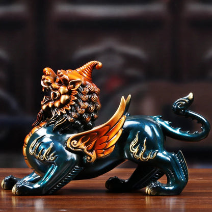 Chinese Pixiu Statues Sculptures Figurines Miniatures Statue Copper  Kirin Statue  Ornaments Crafts Home Mascot Decoration