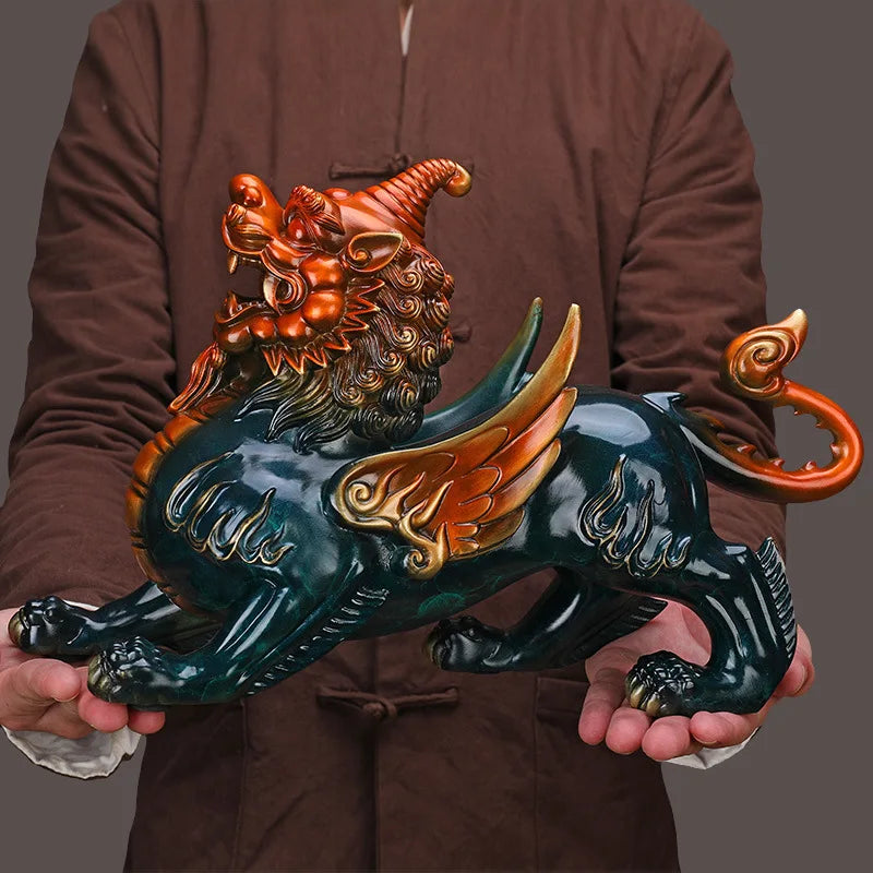 Chinese Pixiu Statues Sculptures Figurines Miniatures Statue Copper  Kirin Statue  Ornaments Crafts Home Mascot Decoration