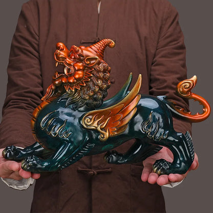 Chinese Pixiu Statues Sculptures Figurines Miniatures Statue Copper  Kirin Statue  Ornaments Crafts Home Mascot Decoration