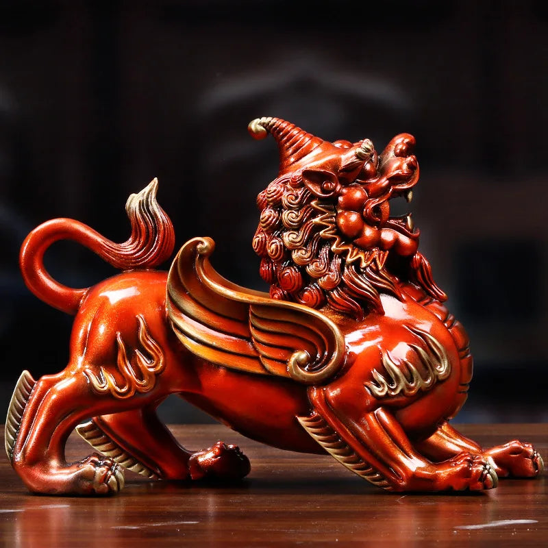 Chinese Pixiu Statues Sculptures Figurines Miniatures Statue Copper  Kirin Statue  Ornaments Crafts Home Mascot Decoration
