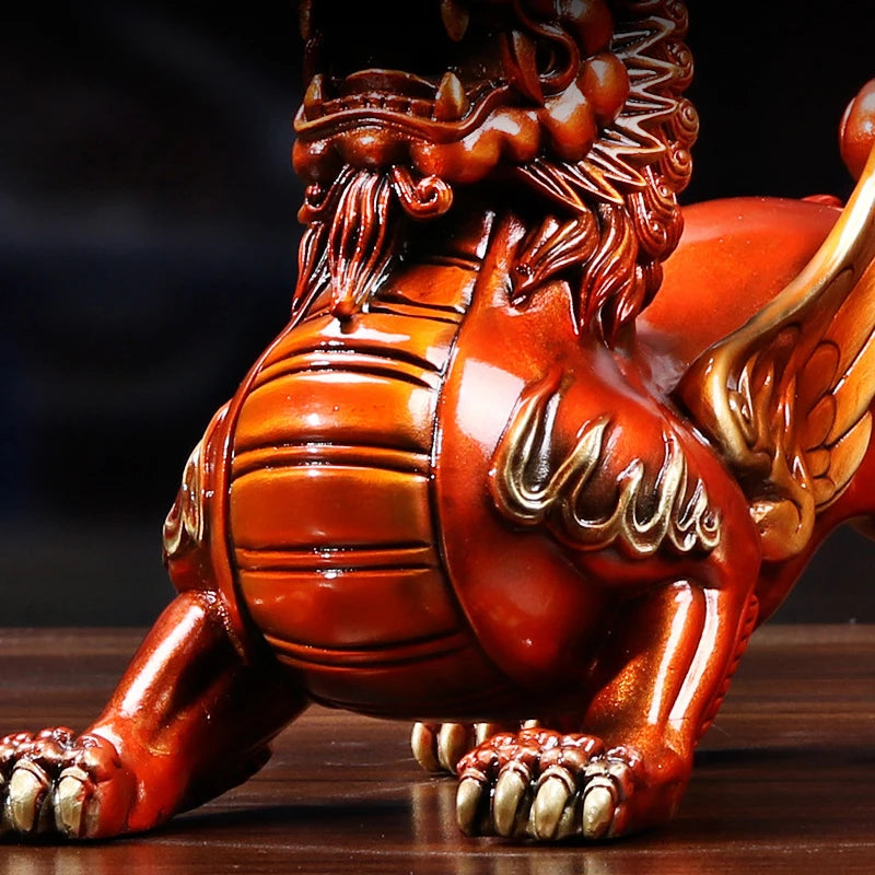 Chinese Pixiu Statues Sculptures Figurines Miniatures Statue Copper  Kirin Statue  Ornaments Crafts Home Mascot Decoration