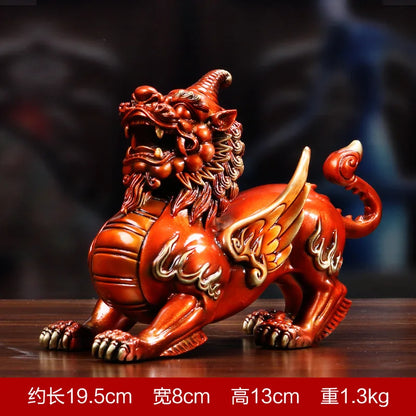 Chinese Pixiu Statues Sculptures Figurines Miniatures Statue Copper  Kirin Statue  Ornaments Crafts Home Mascot Decoration