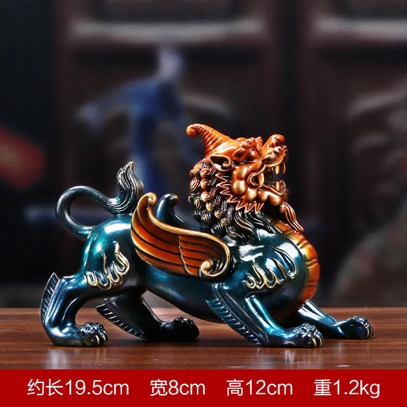 Chinese Pixiu Statues Sculptures Figurines Miniatures Statue Copper  Kirin Statue  Ornaments Crafts Home Mascot Decoration
