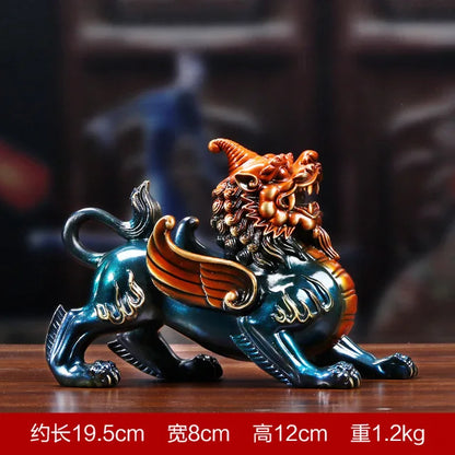 Chinese Pixiu Statues Sculptures Figurines Miniatures Statue Copper  Kirin Statue  Ornaments Crafts Home Mascot Decoration