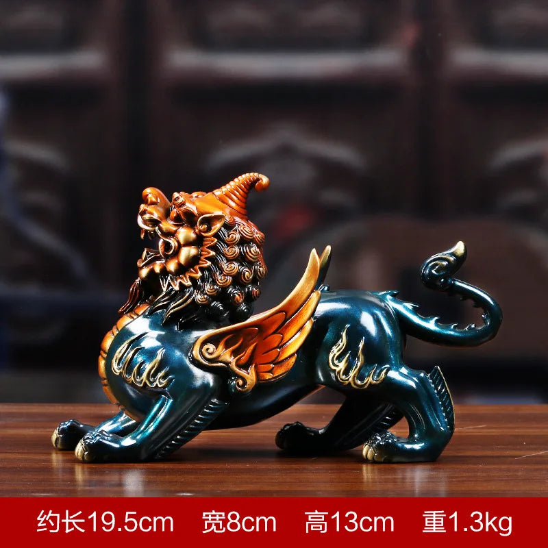Chinese Pixiu Statues Sculptures Figurines Miniatures Statue Copper  Kirin Statue  Ornaments Crafts Home Mascot Decoration