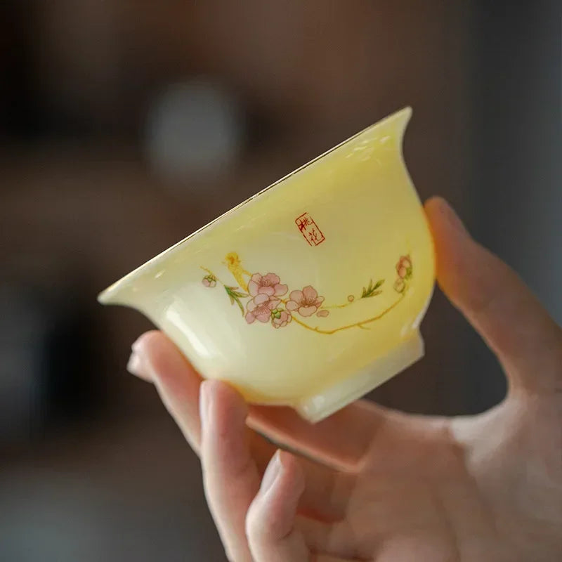 Chinese Porcelain Gaiwan Handmade Flowers Teacup Sancai Tea Tureen Tea Set Tea Accessories Ceramic Travel Tea Bowl Cups