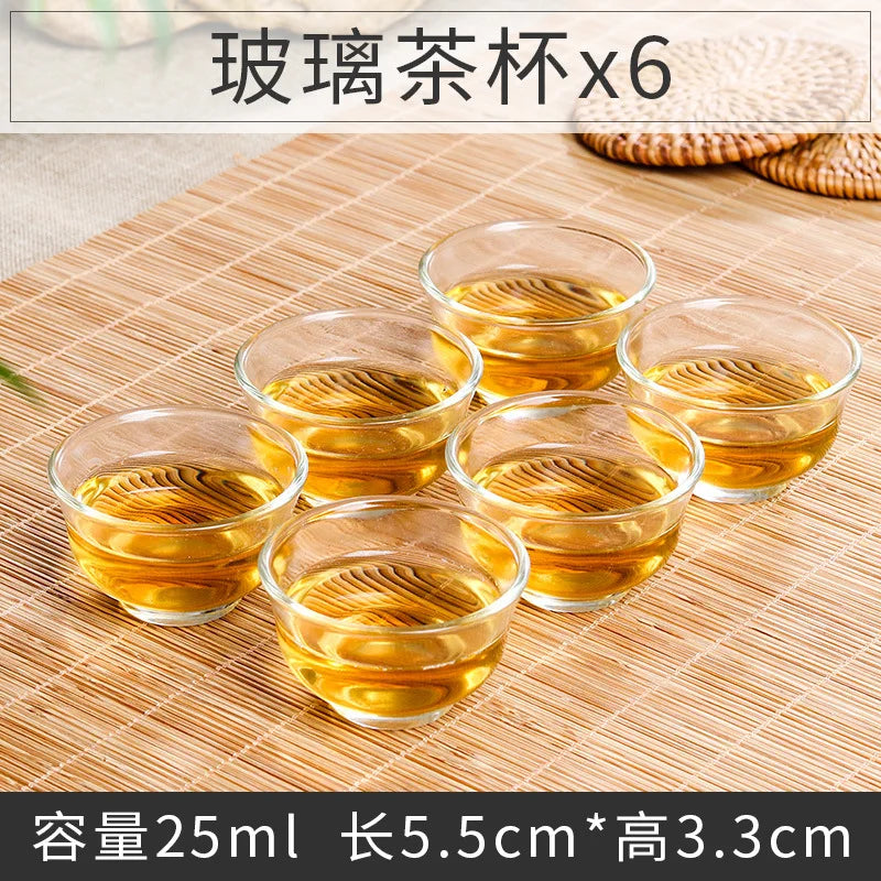 Chinese Porcelain Tea Cup Set, Kung Fu Mud, Purple Sand Crushed Glaze, Travel Tea Bowl, 6 Pcs