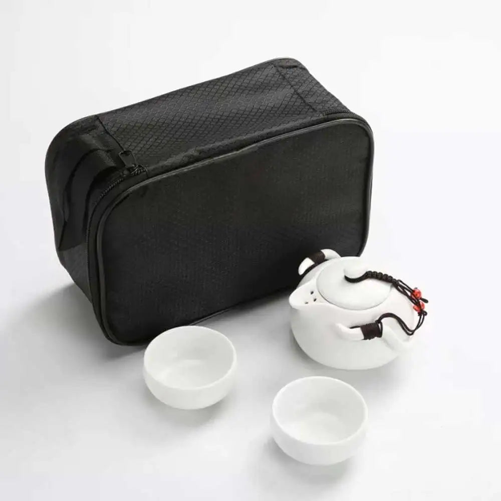 Chinese Pot and Cup Tea Set Travel Kung Fu Ceramic Portable Teacups Teapot Porcelain Gaiwan Cups Ceremony Tools Handmade Mini
