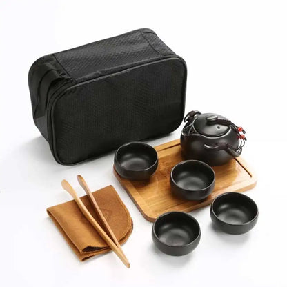 Chinese Pot and Cup Tea Set Travel Kung Fu Ceramic Portable Teacups Teapot Porcelain Gaiwan Cups Ceremony Tools Handmade Mini