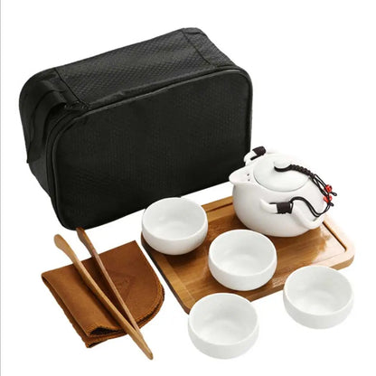 Chinese Pot and Cup Tea Set Travel Kung Fu Ceramic Portable Teacups Teapot Porcelain Gaiwan Cups Ceremony Tools Handmade Mini