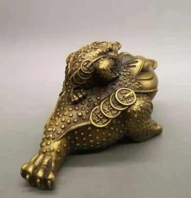Chinese Pure Brass Golden Toad Statue