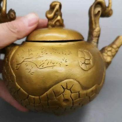 Chinese Pure Brass Monkey Teapot Statue