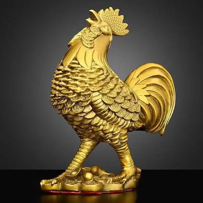 Chinese Pure Copper Animal Chicken Ornament Zodiac Rooster Home Living Room Bedroom Office Sculptures