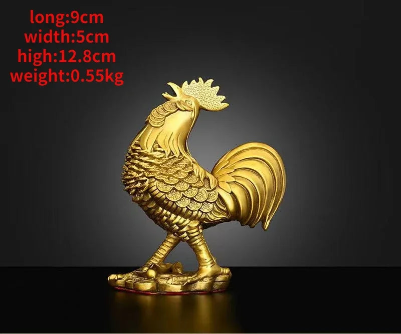 Chinese Pure Copper Animal Chicken Ornament Zodiac Rooster Home Living Room Bedroom Office Sculptures