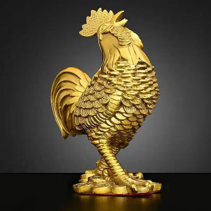Chinese Pure Copper Animal Chicken Ornament Zodiac Rooster Home Living Room Bedroom Office Sculptures