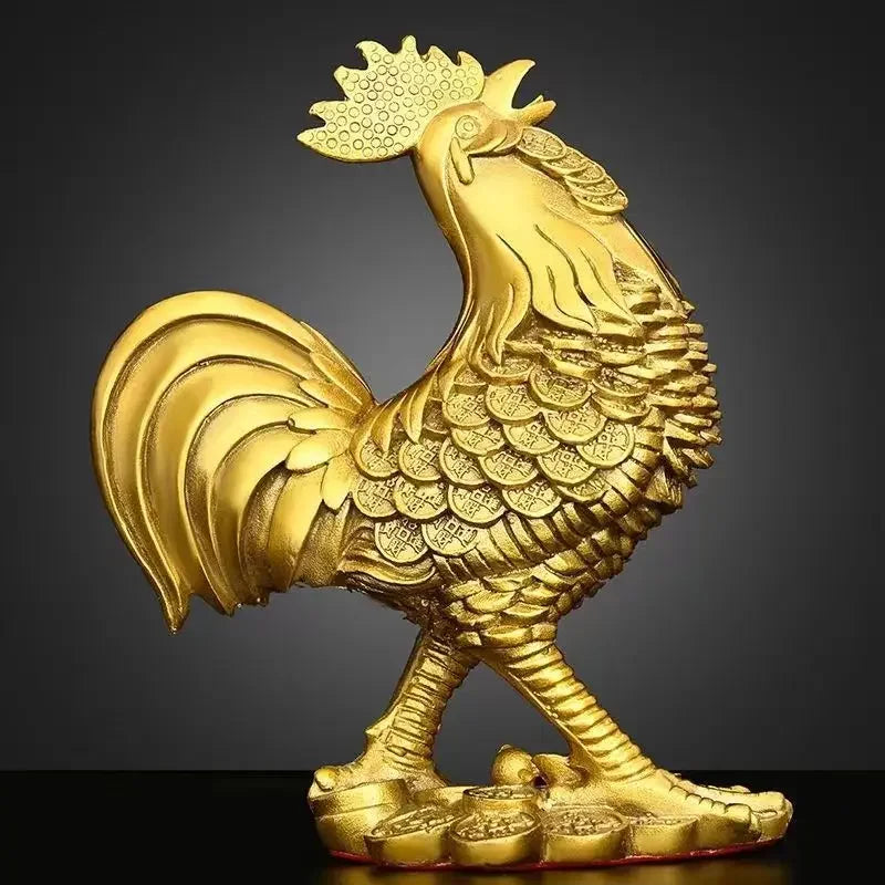 Chinese Pure Copper Animal Chicken Ornament Zodiac Rooster Home Living Room Bedroom Office Sculptures