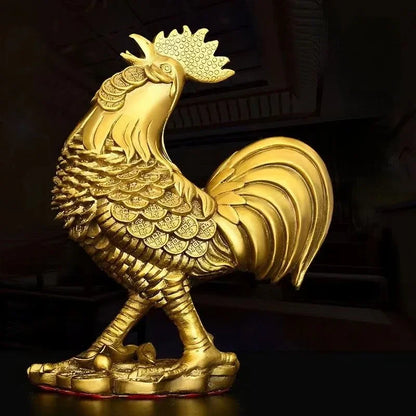 Chinese Pure Copper Animal Chicken Ornament Zodiac Rooster Home Living Room Bedroom Office Sculptures