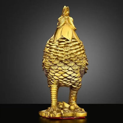 Chinese Pure Copper Animal Chicken Ornament Zodiac Rooster Home Living Room Bedroom Office Sculptures
