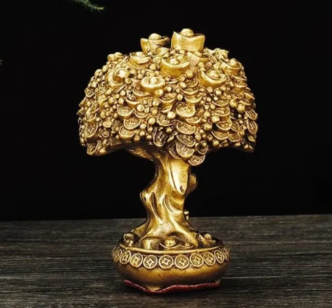 Chinese Pure Copper Bring Lucky Money Tree Ornaments Pot Tree Living Room Office Desktop Decoration