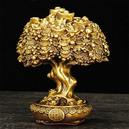 Chinese Pure Copper Bring Lucky Money Tree Ornaments Pot Tree Living Room Office Desktop Decoration