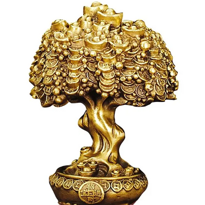 Chinese Pure Copper Bring Lucky Money Tree Ornaments Pot Tree Living Room Office Desktop Decoration