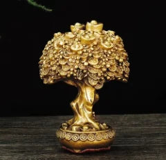 Chinese Pure Copper Bring Lucky Money Tree Ornaments Pot Tree Living Room Office Desktop Decoration