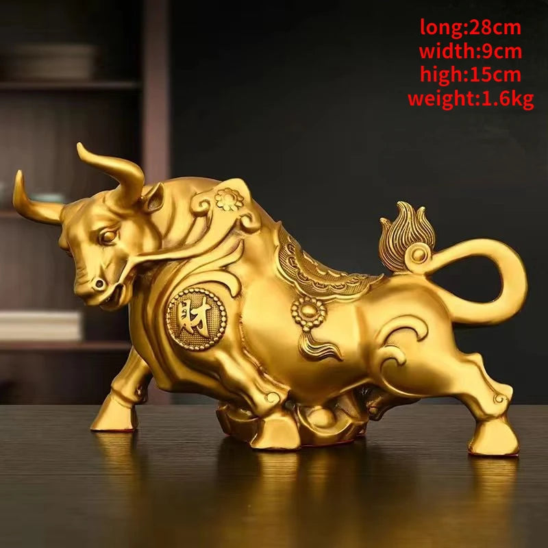 Chinese Pure Copper Cow Ornament Inviting Wealth  Fortune Cow Home Decoration Wall Street Cow Home Sculptures