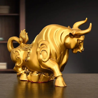 Chinese Pure Copper Cow Ornament Inviting Wealth  Fortune Cow Home Decoration Wall Street Cow Home Sculptures