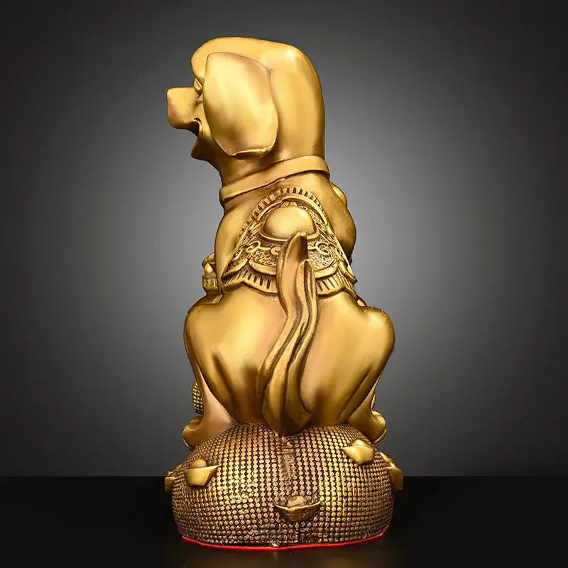 Chinese Pure Copper  Solid Animal Brass Dog Ornaments Treasure Basin Money Dog  Home Decor Miniatures Accessories