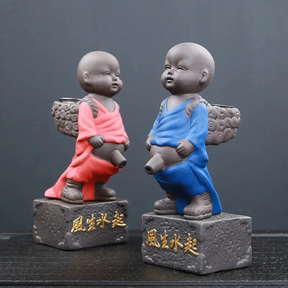 Chinese Purple Clay Little Monk Tea Pet Pee Boy Lucky Tea Pet Ceramics Tea Pet Filter Tea Strainer Teaware Accessories