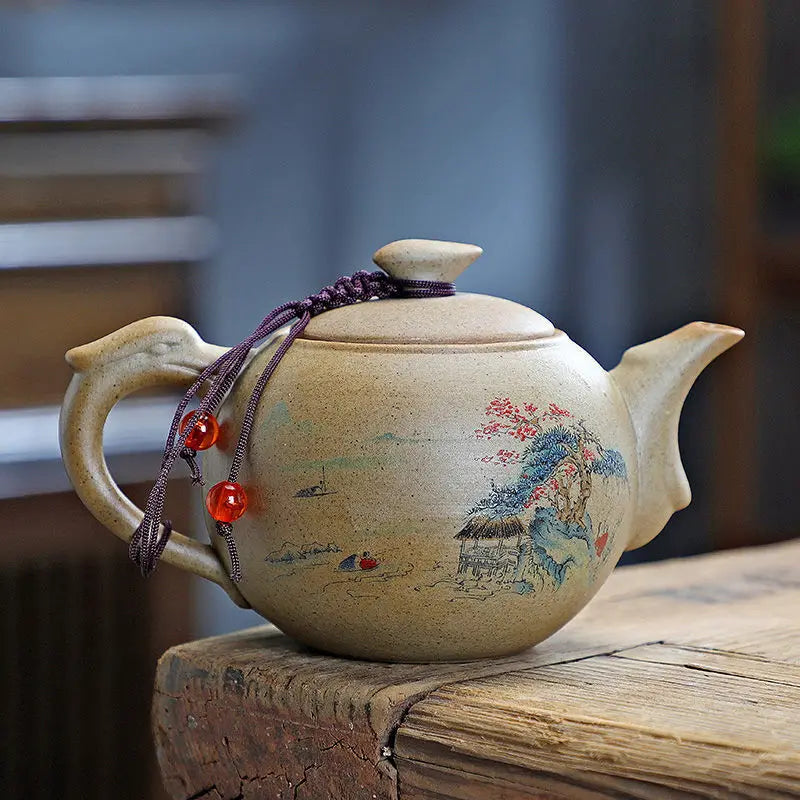 Chinese Purply Clay Tea Pot Set Ying Xing Ceramic Tea Set Retro Teaware Teapots Pottery Tea Kettle Handmade Tea Set