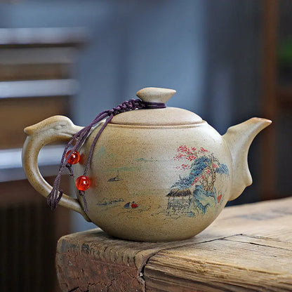 Chinese Purply Clay Tea Pot Set Ying Xing Ceramic Tea Set Retro Teaware Teapots Pottery Tea Kettle Handmade Tea Set