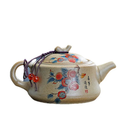 Chinese Purply Clay Tea Pot Set Ying Xing Ceramic Tea Set Retro Teaware Teapots Pottery Tea Kettle Handmade Tea Set