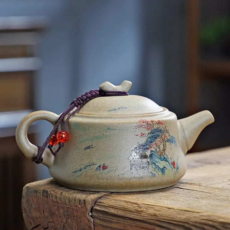Chinese Purply Clay Tea Pot Set Ying Xing Ceramic Tea Set Retro Teaware Teapots Pottery Tea Kettle Handmade Tea Set