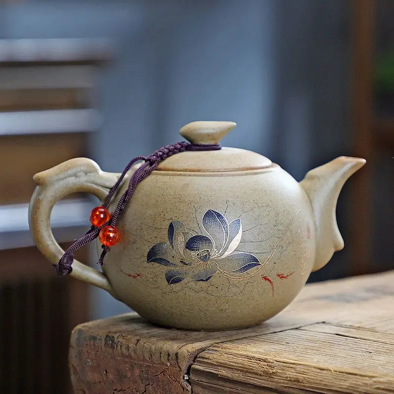 Chinese Purply Clay Tea Pot Set Ying Xing Ceramic Tea Set Retro Teaware Teapots Pottery Tea Kettle Handmade Tea Set