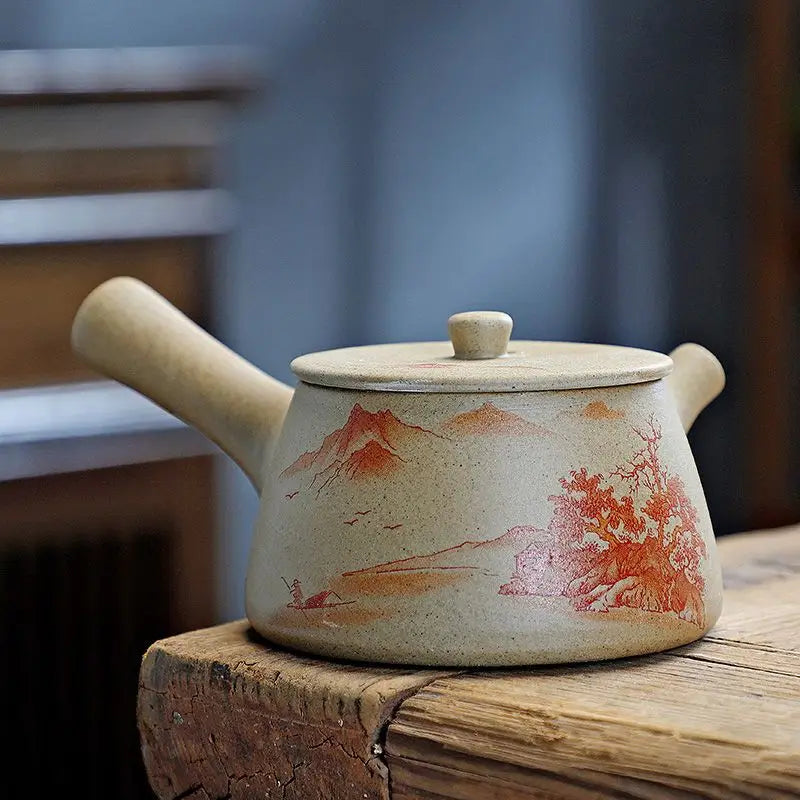 Chinese Purply Clay Tea Pot Set Ying Xing Ceramic Tea Set Retro Teaware Teapots Pottery Tea Kettle Handmade Tea Set